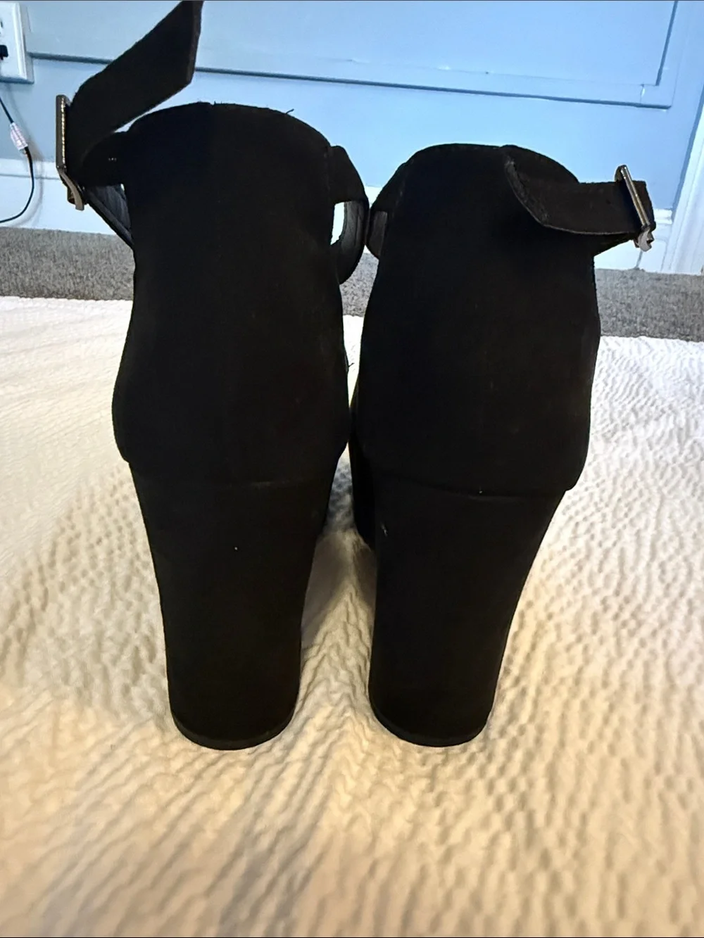 torrid Black Suede Ankle-Strap Wedge Sandals